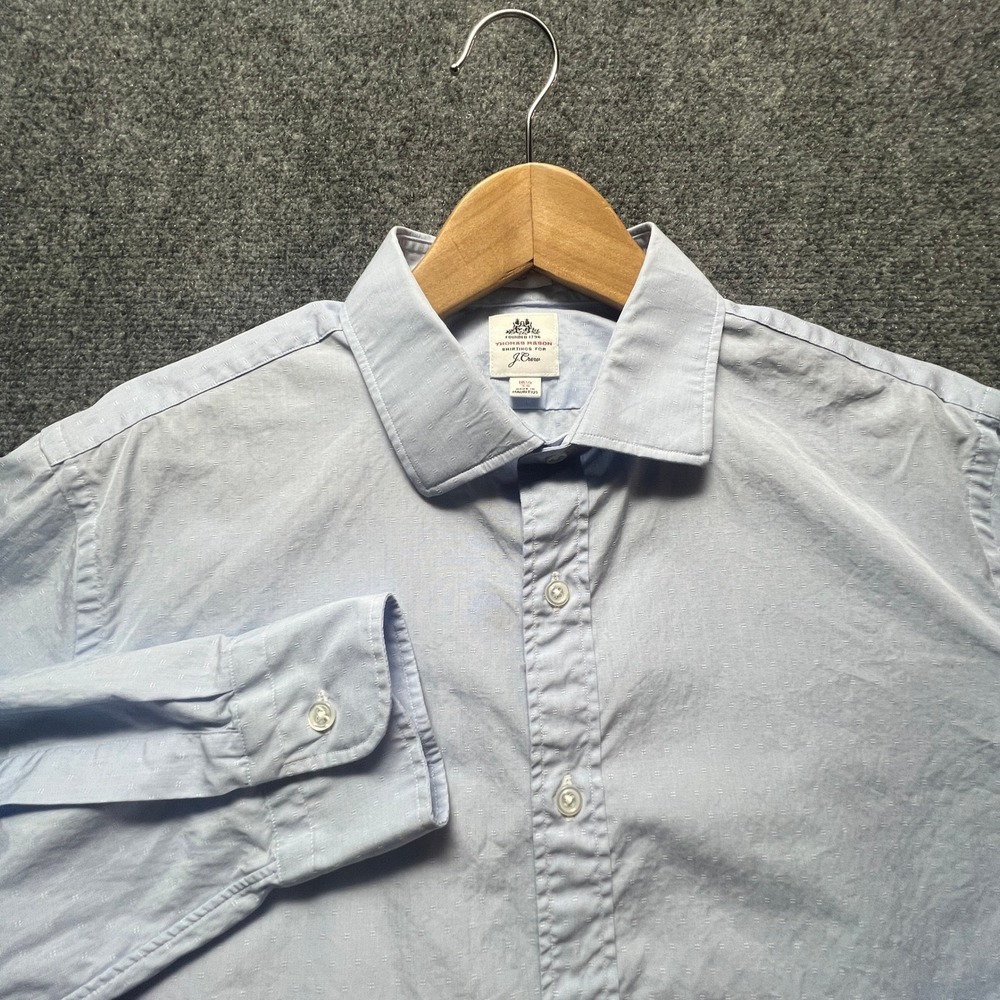 Thomas Mason fro J.Crew Mens Dress Shirt 16.5 35 Blue Pattern Cotton Formal Work